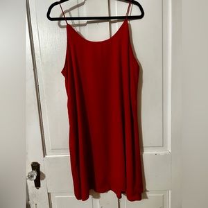 Red Chiffon Spaghetti Strap Party Dress